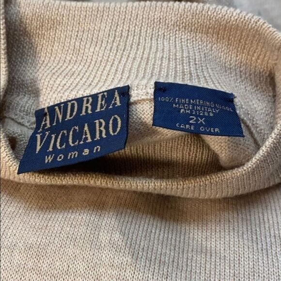 Andrea Viccaro Womens 2X Beige Long-Sleeve Sweater 100% Merino Wool Made In Ital - Picture 4 of 4